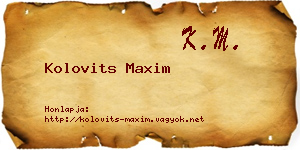 Kolovits Maxim névjegykártya